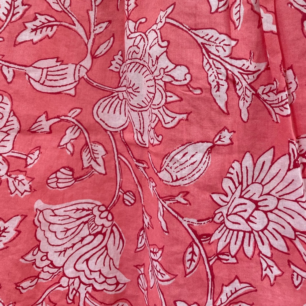 J. Crew Pink Sleeveless Ruffled Blouse / Salmon Pink Floral Blockprint Size XS/S - Picture 5 of 6